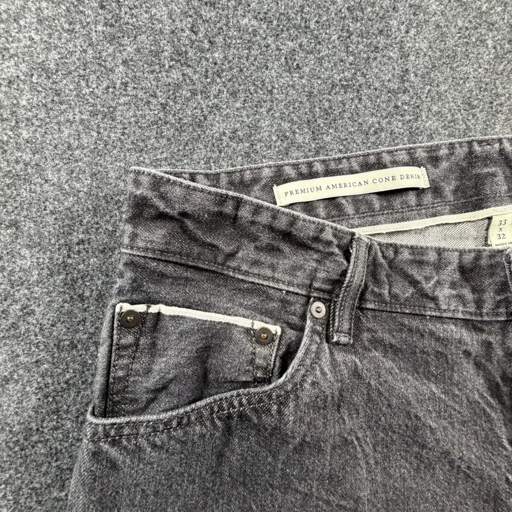 Banana Republic Mens 34x32 Trooper Fit White Oak Cone Selvedge Denim Jeans Black